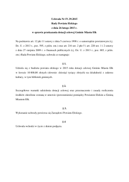 Uchwała Nr IV.39.2015 Rady Powiatu Ełckiego z dnia 26 lutego