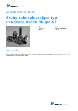 Śruby zabezpieczające typ Peugeot/Citroen długie NT