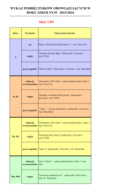 klasy I-III WYKAZ PODRĘCZNIKÓW OBOWIĄZUJĄCYCH W ROKU