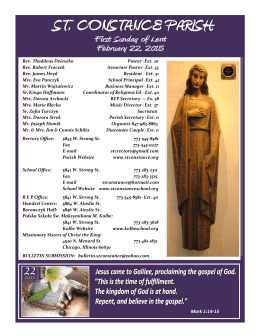 First Sunday of Lent February 22, 2015