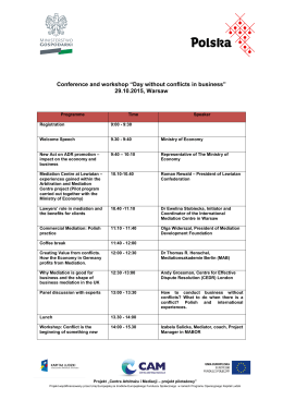 Agenda of the conference a day without a conflict