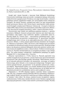 Ks. Antoni PACIOREK, Przypowieści Jezusa. Wprowadzenie i