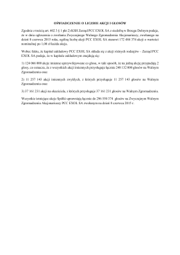 Oświadczenie o liczbie akcji i głosów ZWZ 08.06.2015