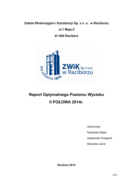 Raport Optymalnego Poziomu Wycieku II POŁOWA 2014r.