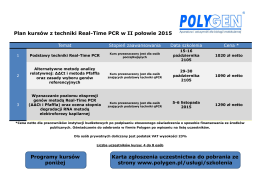 Plan kursów z techniki Real-Time PCR w II połowie 2015 Programy