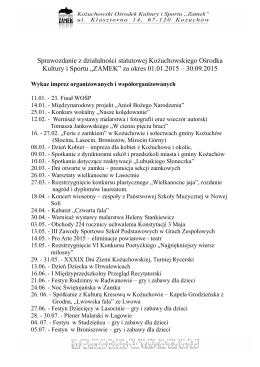 Sprawozdanie z działalności KOKiS za okres 01.01.2015