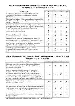 HARMONOGRAM WYWOZU ODPADÓW KOMUNALNYCH (IX