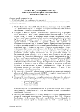 Protokół Nr 7 /2015 z posiedzenia Rady Polskiej Izby