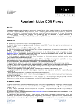 Regulamin klubu ICON Fitness