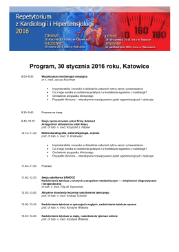 Program, 30 stycznia 2016 roku, Katowice