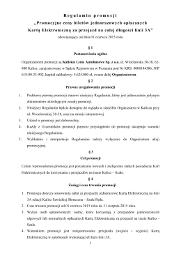 Regulamin promocji Kalisz_Szałe_2015