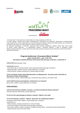 Program konferencji „Pracownia Miast: Kraków”