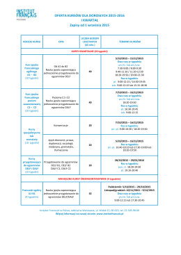 OFERTA KURSÓW DLA DOROSŁYCH 2015