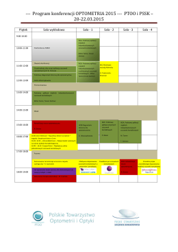 Program konferencji OPTOMETRIA 2015 --