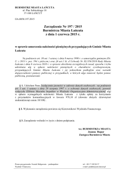 Zarządzenie Nr 197 / 2015 Burmistrza Miasta Łańcuta z dnia 1