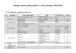 Szkolny zestaw podręczników w roku szkolnym 2015/2016
