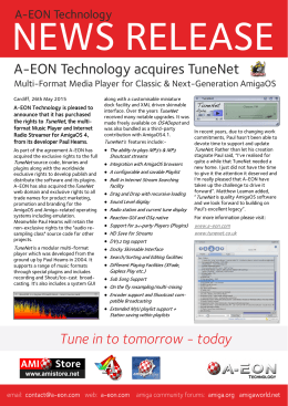 Tune in to tomorrow - today A-EON Technology acquires TuneNet