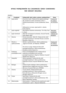 Podręczniki dla Zasadniczej Szkoły Zawodowej 2015/2016