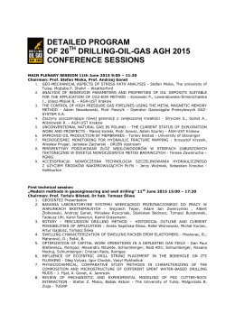 DETAILED CONFERENCE SESSIONS PROGRAM - Drilling-Oil