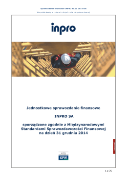 Sprawozdanie finansowe INPRO S.A. za 2011 rok