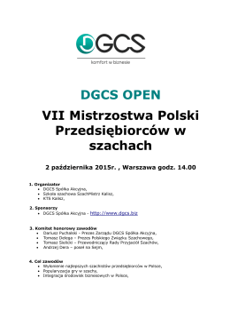 DGCS OPEN VII Mistrzostwa Polski Przedsiębiorców w szachach 2