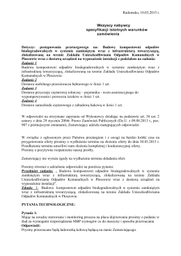 Radomsko, 10.03.2015 r. Wszyscy nabywcy specyfikacji istotnych