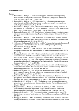 List of publications Papers 1. Pohorecki, R., Bałdyga, J., 1977