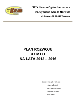 plan rozwoju xxiv lo na lata 2012 – 2016