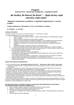 Regulamin projektu - Gimnazjum nr 15 im. Jana Pawła II w Lublinie