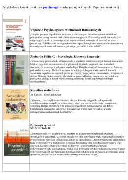 Przykładowe książki z zakresu psychologii znajdujące się w Czytelni