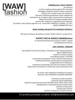 [WAW] fashion PR & SALES AGENCY jest pierwszą w Polsce