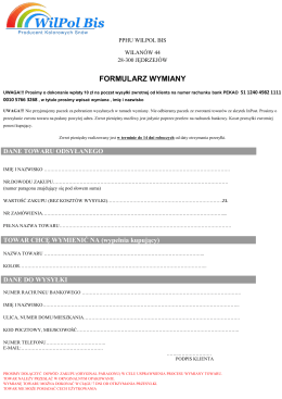 Formularz Wymiany Towaru PDF - Wilpol-Bis
