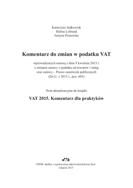 VAT 2015. Komentarz dla praktyków