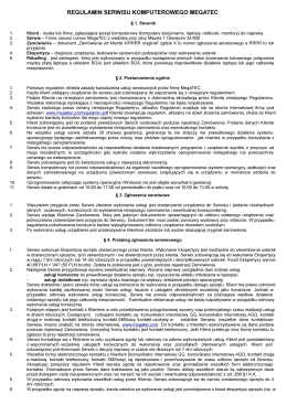 Regulamin Serwisu Komputerowego MegaTEC 24.03.2015