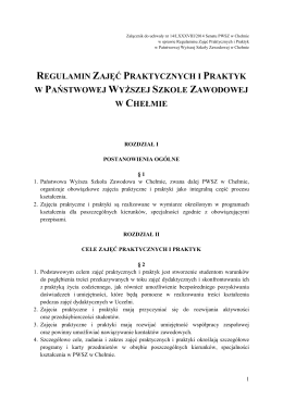 Regulamin praktyk zawodowych w PWSZ w Chełmie