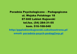 Poradnia Psychologiczno – Pedagogiczna ul. Wojska Polskiego 18