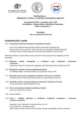 Program konferencji - Instytut Politologii Uniwersytetu Opolskiego