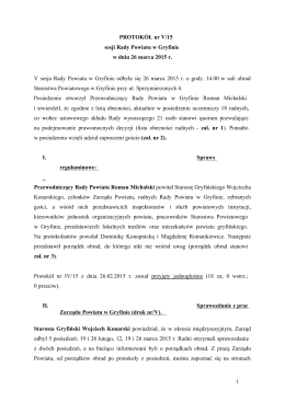 Protokół nr V/15 - Powiat Gryfiński