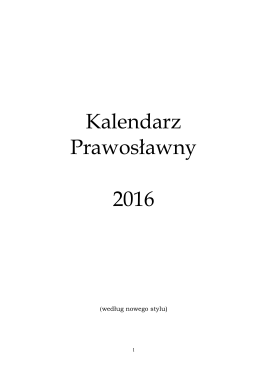 Kalendarz Prawosławny 2016
