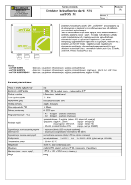Karta produktu - detektor SF6 uniTOX_M - Pro