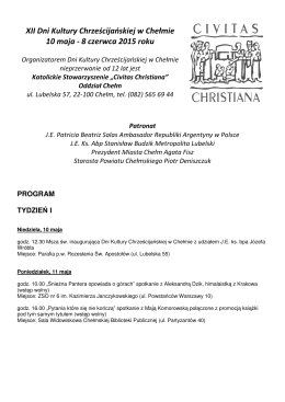program Dni Kultury Chrześcijańskiej w Chełmie