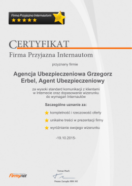 Agencja Ubezpieczeniowa Grzegorz Erbel, Agent Ubezpieczeniowy