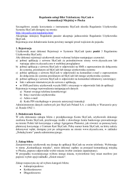 Regulamin usługi Bilet Telefoniczny SkyCash w Komunikacji