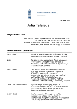 Julia Talaieva - Instytut Psychologii