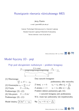 Rozwiązanie równania różniczkowego MES Model fizyczny 1D