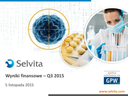 Prezentacja Wyników Finansowych za trzeci kwartał 2015 r.