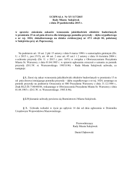 XV/117/2015 w sprawie: zniesienia zakazów wznoszenia