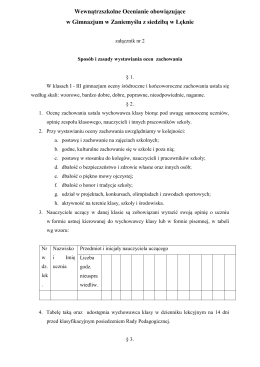 Załącznik nr 2 dotyczący sposobu i zasad wystawiania ocen