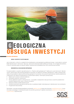 Obsługa geologiczna - SGS Analizy Środowiska