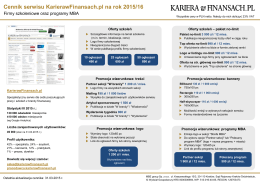 Cennik serwisu KarierawFinansach.pl na rok 2015/16